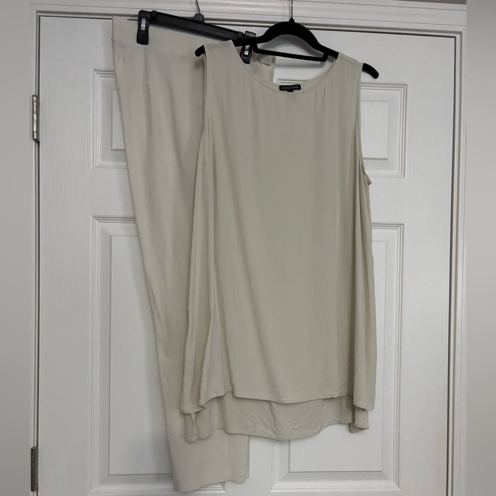 Eileen Fisher Cream Top and Pants Ensemble